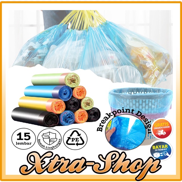 Jual Kantong Plastik Sampah Roll 45x50cm Isi 15 Lembar Dengan Tali