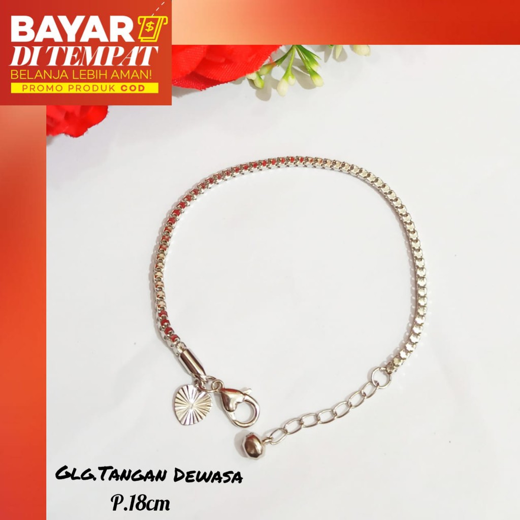 TITANIUM Gelang Kaki&amp;Gelang Tangan Dewasa Milano Kaca logam emas tidak karat Gold&amp;Silver