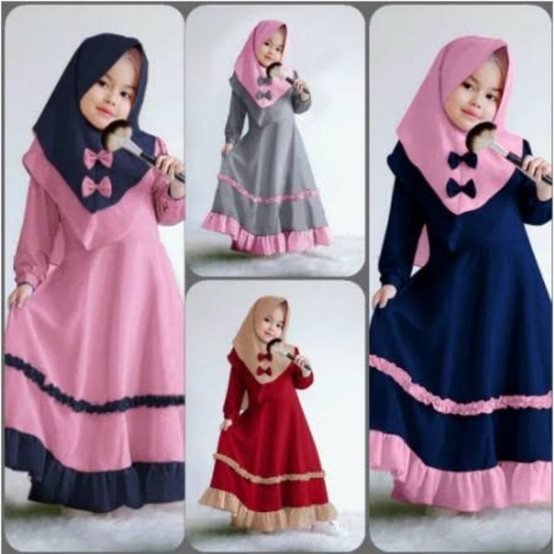 Firza kids/ Size S | M | L | XL/Gamis anak /syari anak /MOSCREPE HQ