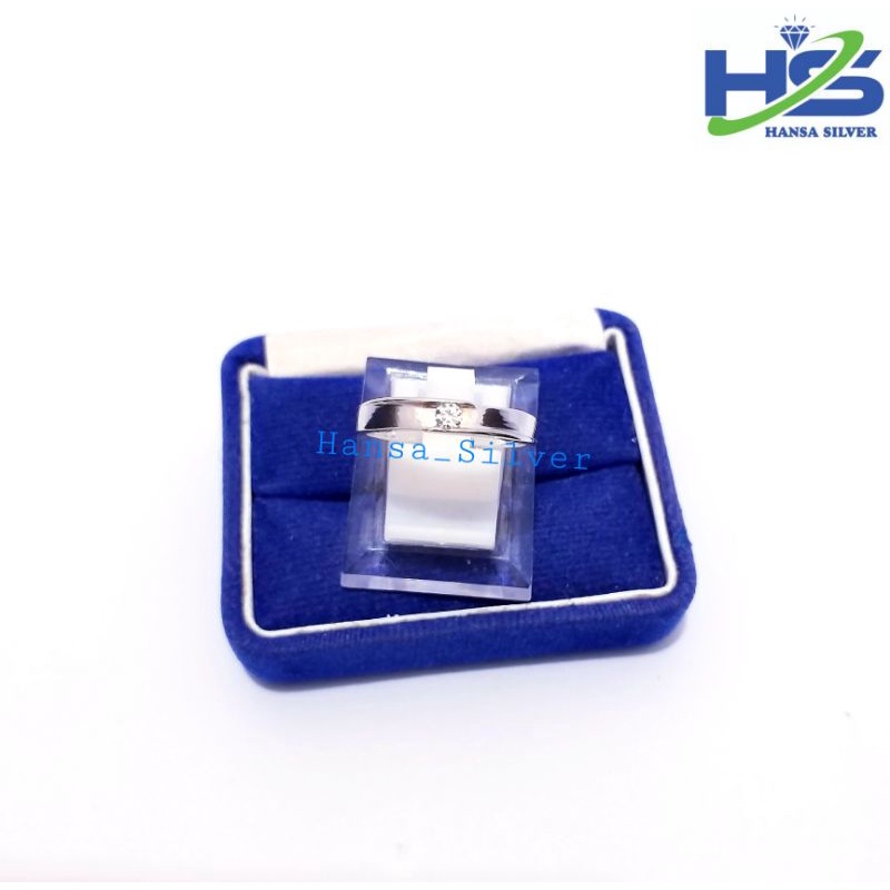 Cincin Perak Asli Silver 925 Lapis Emas Putih Model Couple Tunangan Harga Satuan