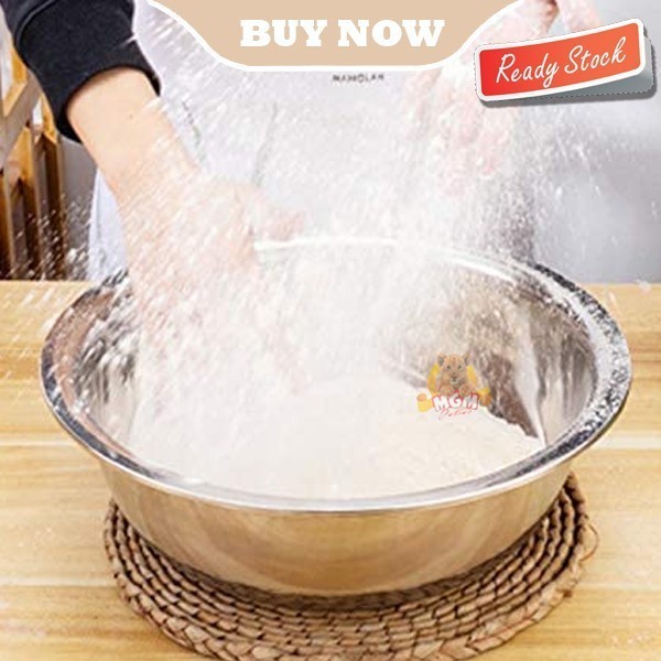 Baskom stainless PREMIUM 34cm TEBAL anti karat baskom dalam serbaguna