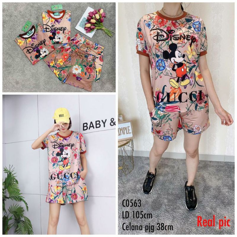 baju set wanita import/disney gucci mickey mouse/premium/ termurah