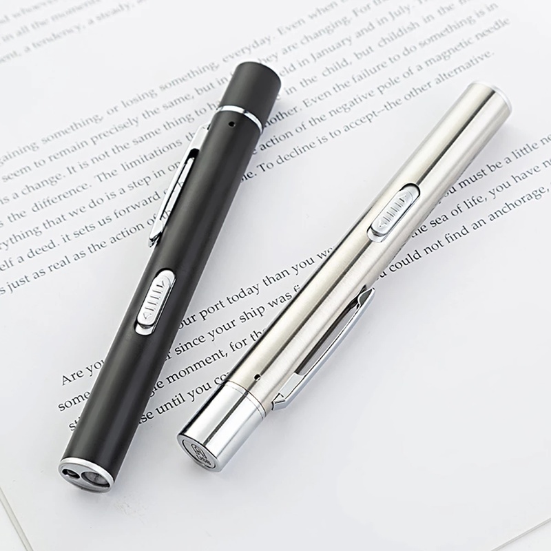 Senter Led Mini Bentuk Pulpen Bahan Stainless Steel Untuk Rumah Tangga / Outdoor