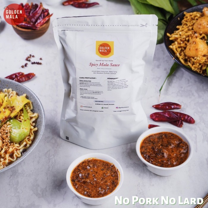 

Ready- Halal Spicy Mala Sauce Golden Mala - Bumbu Hotpot, Mala Xiang Guo/Tang - 250 Gram