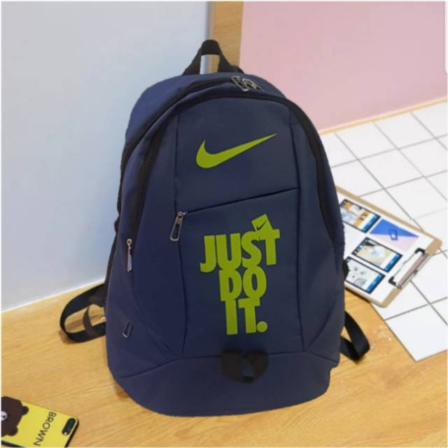 Tas Punggung Pria Wanita Sablon Nike Nilon Tahan Air Baru Tas Travel Wanita Tas Sekolah untuk Remaja Perempuan Tas Buku Warna Solid Tas Buku Mochila