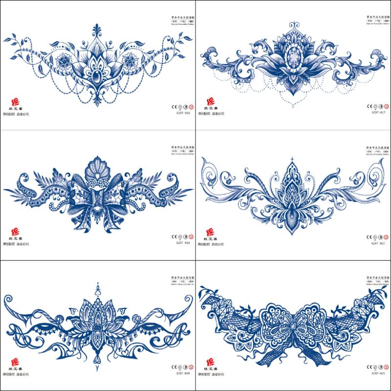 Tatto Dada Tulisan Kembang Bunga Tahan Lama 10-15Hari MODEL GZXT