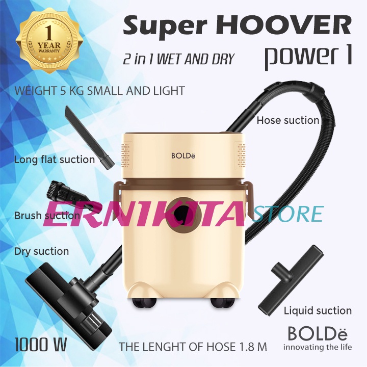 BOLDe SUPER HOOVER POWER ONE - Vacuum Cleaner Wet and Dry