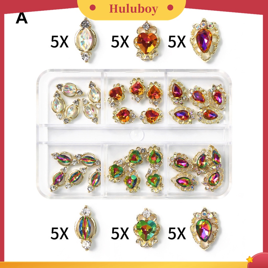 Huluboy Huluboy♡ Aksesoris Perhiasan Berlian Imitasi Bentuk Kupu-Kupu Bintang Bahan Alloy Untuk Dekorasi Manicure Nail Art