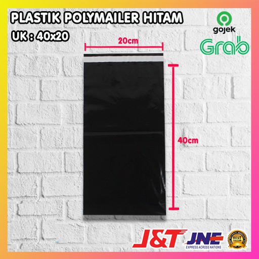 

HJK PLASTIK PACKING OLSHOP PE POLYMAILER kantong kemasan amplop plastik 20X40 HITAM GLOSSY mewah