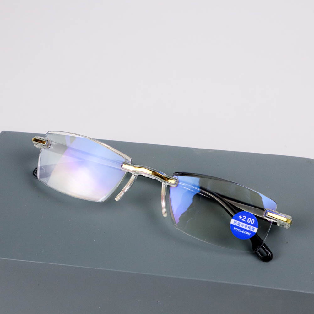 AHORA Kacamata Baca Rabun Dekat Frameless Anti Blue Light Reading Glasses +2.0