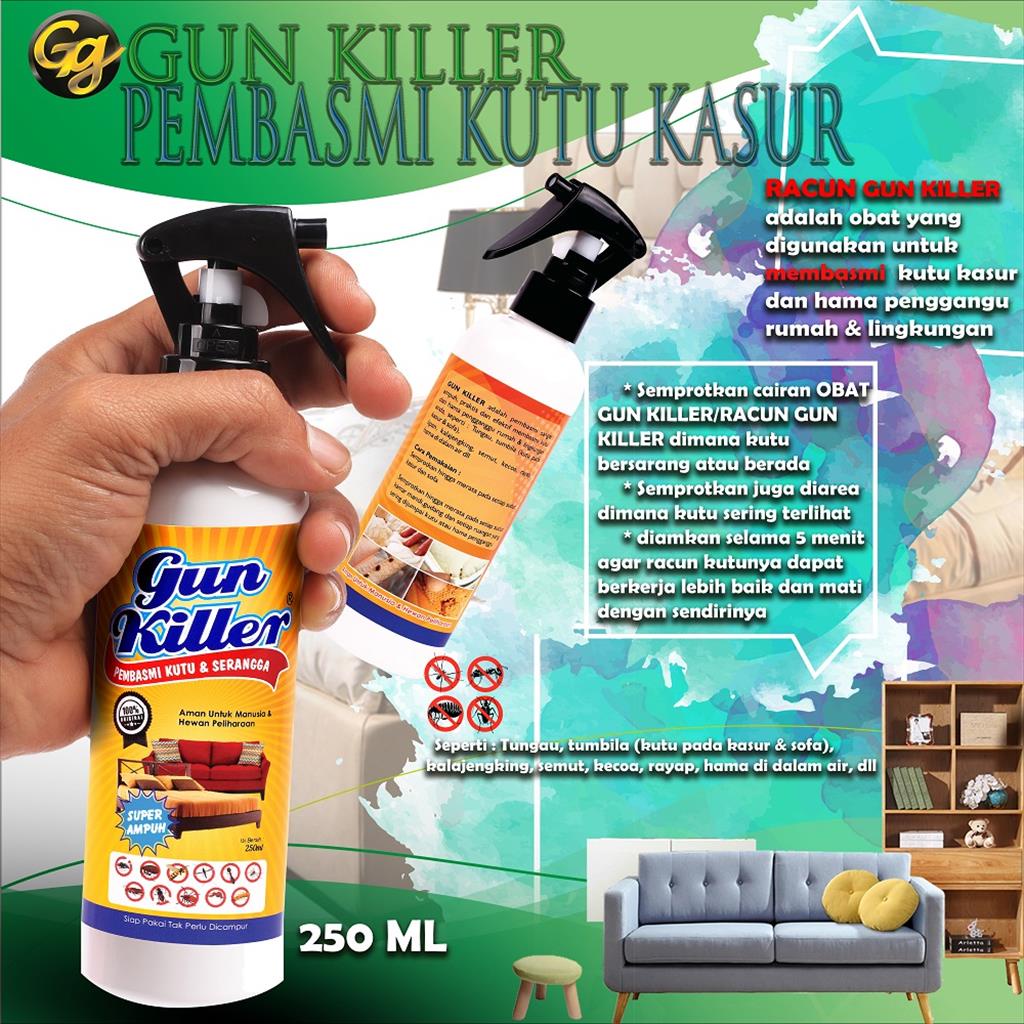 GUN KILLER PEMBASMI KUTU KECOA TUNGAU TUMILA  250 ML ANTI TUNGAU KASUR INSEKTISIDA