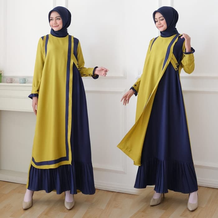 Dress Wanita//Qori Dress Aq001//Dress Wanita Brukat//Dress Wanita 9690AJ [Saresa Maxi Green Ni]Maxi
