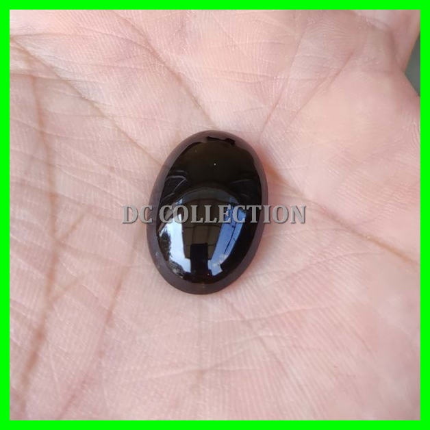 BATU AKIK NATURAL YAMAN WULUNG HITAM PEKAT - KECUBUNG API DISENTER MERAH KRISTAL