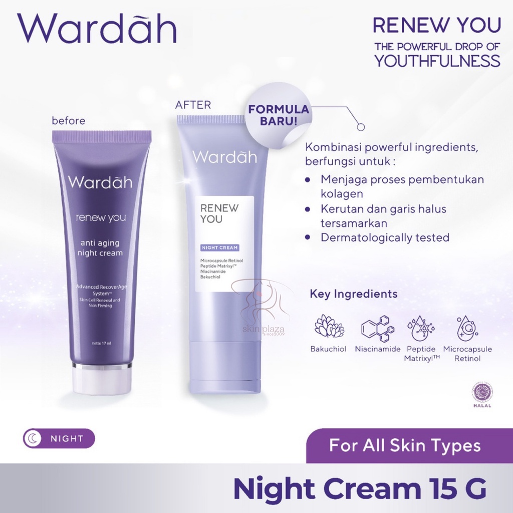 Wardah Renew You Series Anti Aging Intensive Serum | Day Cream | Night Cream | Facial Wash BPOM