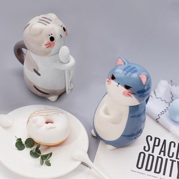 GELAS MUG LUCU BENTUK KUCING ANEKA MOTIF DAN WARNA/MUG CAT LOVERS