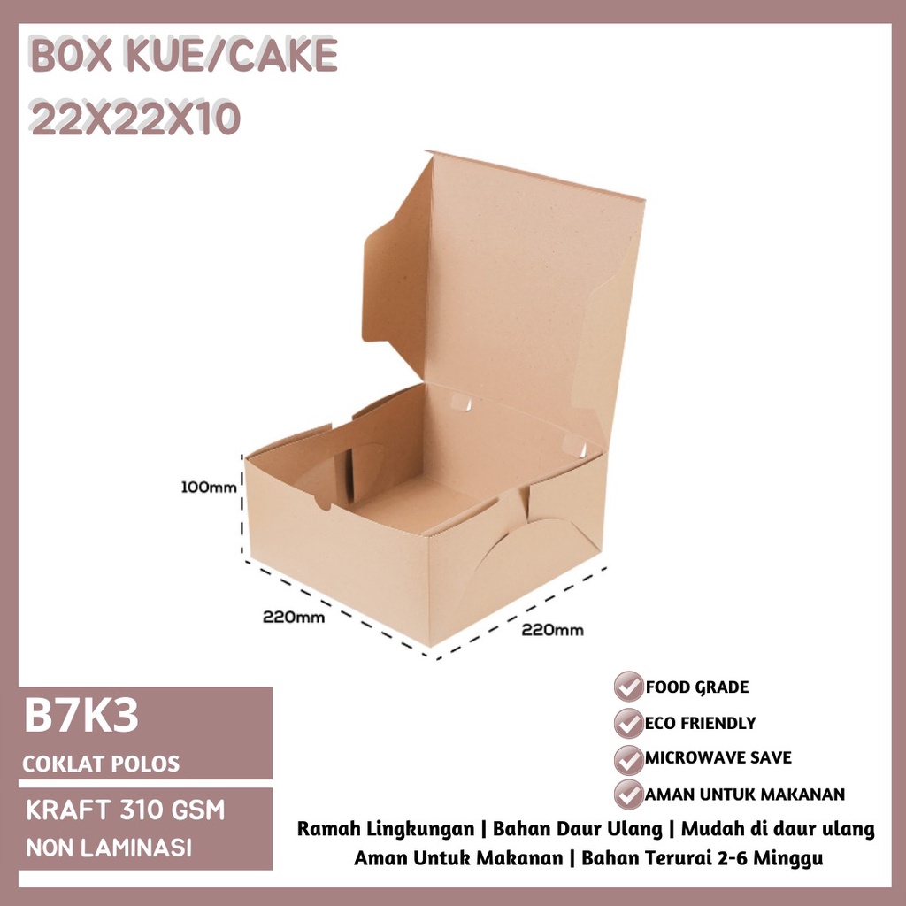 Dus Cake Dus 22x22 Bahan 310 Gsm (B7K3-22X22X10 Cm)