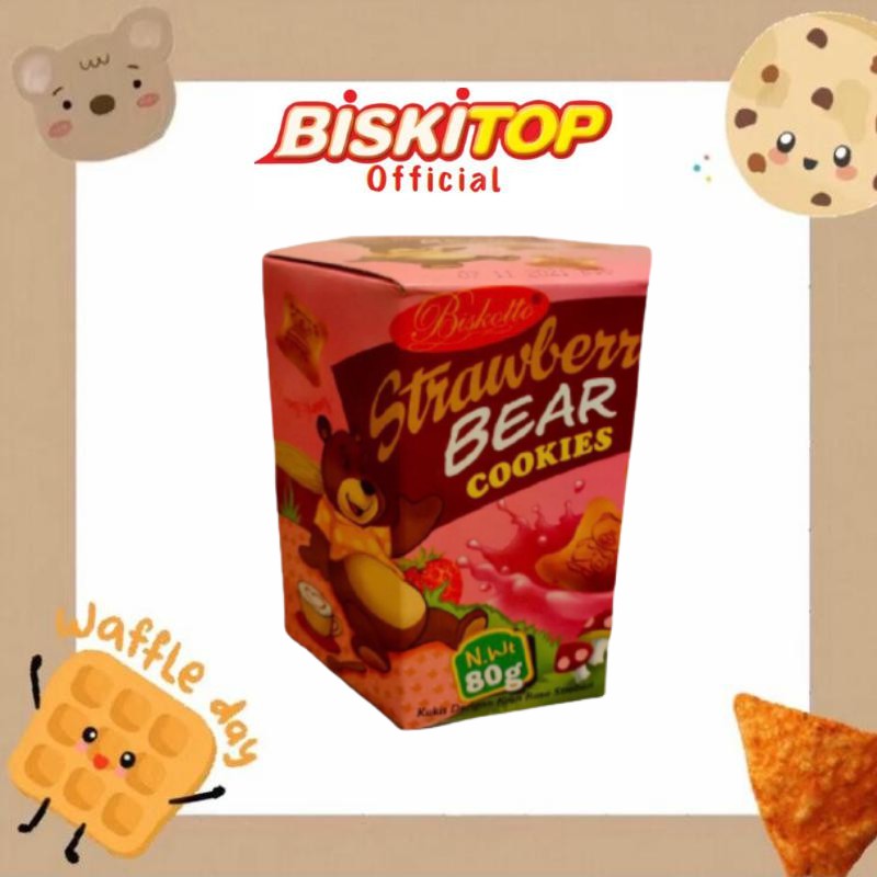 

BISKITOP OFFICIAL - BEAR COOKIES (80Gram) Snack Murah, Grosir, Biskuit Murah Coklat Enak