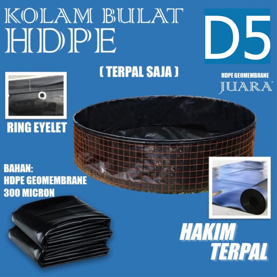 Kolam Bulat D5 T1,2 M HDPE 300 Micron Terpal Saja/Terpal Budidaya/Terpal Bioflok/Terpal Kolam