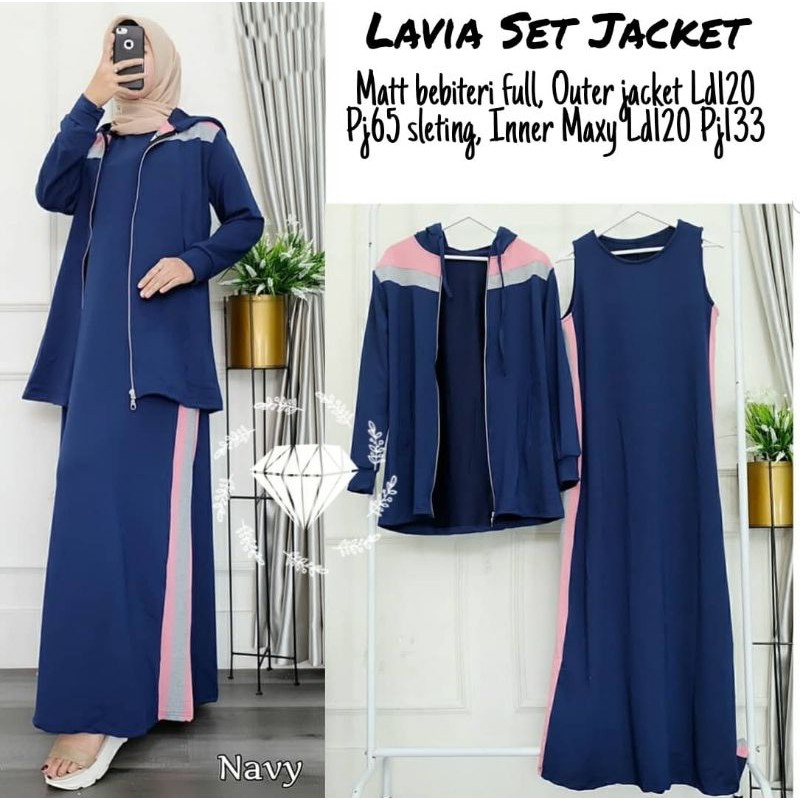 SET ROK JACKET LAVIA, BABYTERRY, JAKET, GAMIS HIJAB MUSLIM, SETELAN