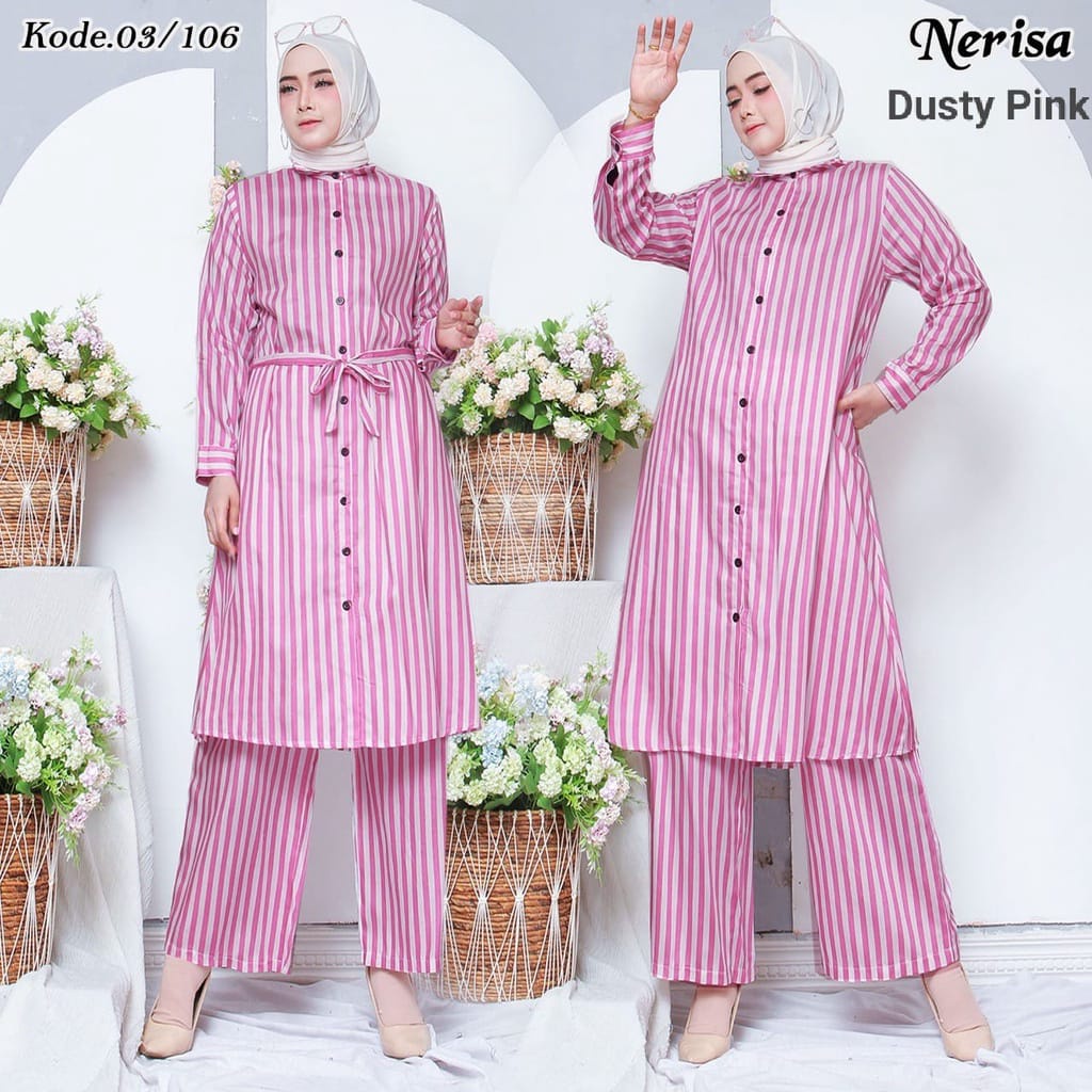 ONE SET RAYON PREMIUM LONG TUNIK/SETELAN BAJU WANITA size  L-XL-XXL-5L