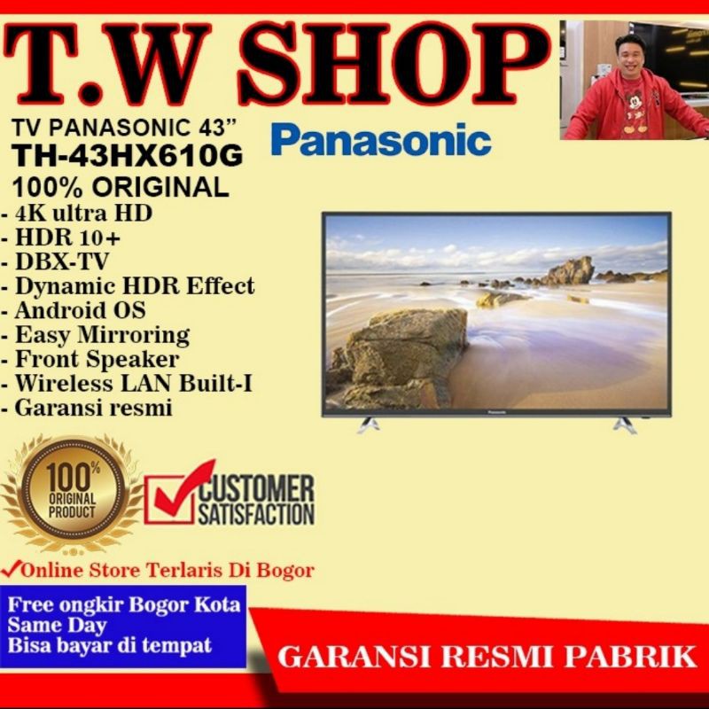 LED TV PANASONIC TH 43HX610G SMART TV ANDROID 9.0 4K UHD 43 INCH GARANSI RESMI