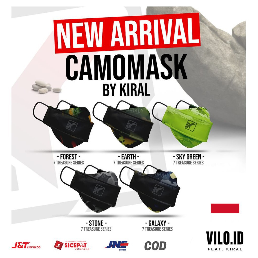 KIRAL MASKER Pria CAMOMASK Terbaru Original Premium Masker Non Medis CMKNEW Earloop Motor
