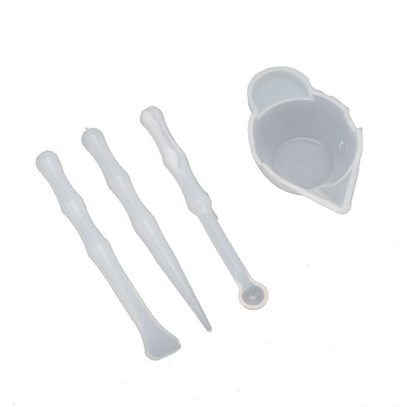 SIY  4Pcs Silicone Mixing Cups Stirrers Spoon Scraper DIY Resin Jewelry Tools Kit