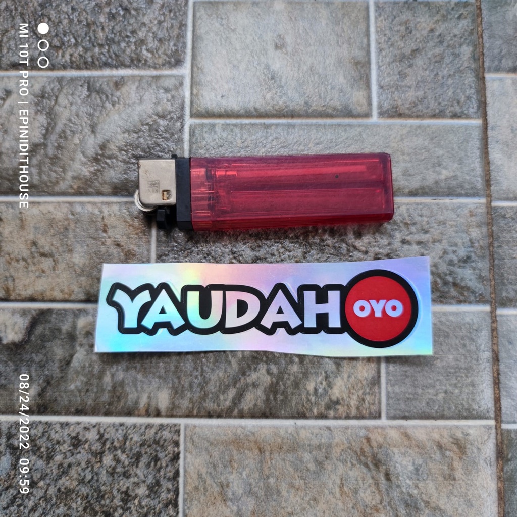 Stiker Yaudah Oyo Kata Viral FYP Gaul Hologram Rainbow Motor Helm HP