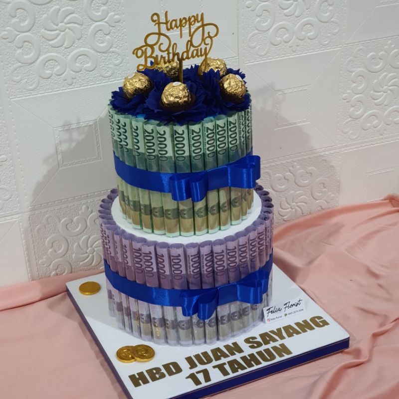 Hadiah Ultah Birthday Gift Anniversary Pacar Ortu | Money Cake 2 Tiers High Kue Uang