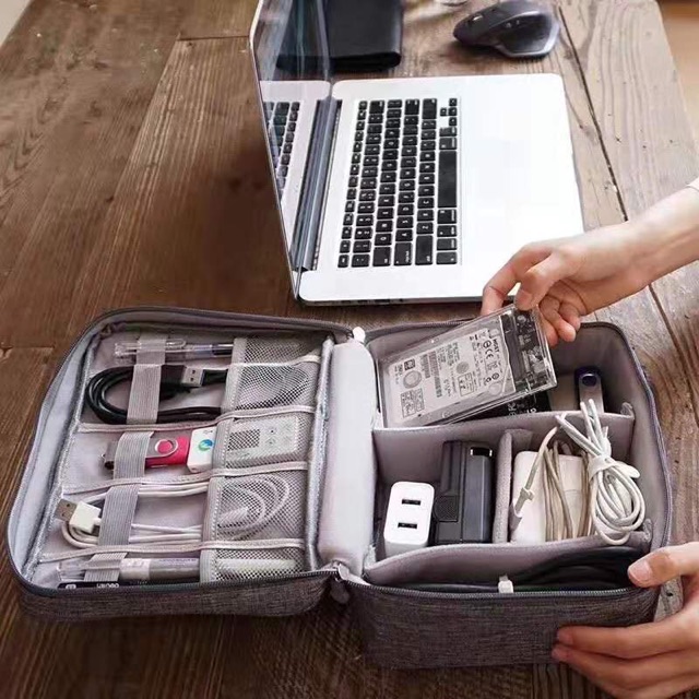 TRAVEL POUCH ORGANIZER CABLE GADGET BAG TAS KABEL CHARGER USB