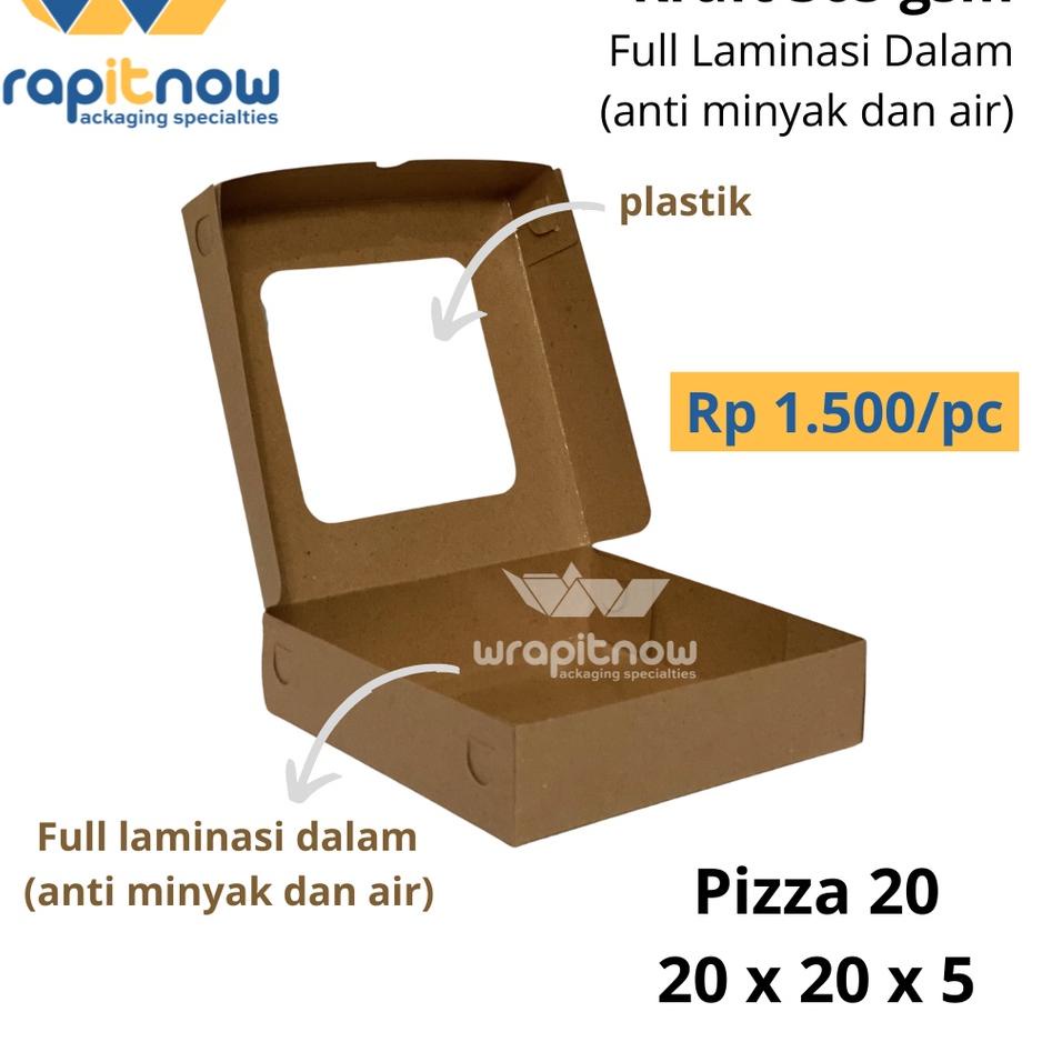 

[KODE BJHJ7] (isi 50 pcs) Dus Kraft 20x20x5 Laminasi// dus pizza/ dus roti sobek/ box kraft/ dus kurma/ pabrik dus