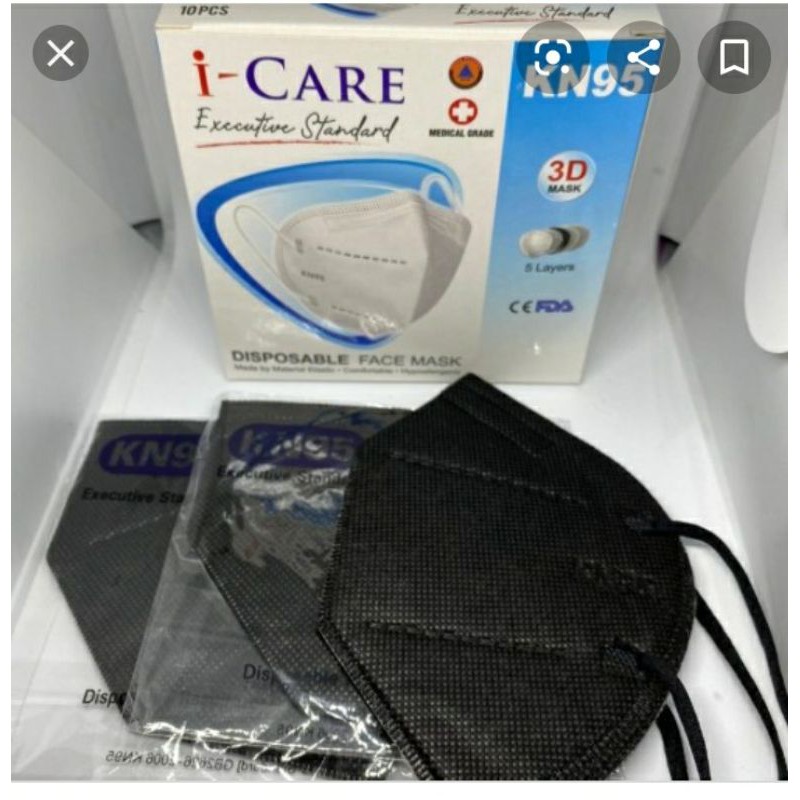 KN95 I-CARE WARNA HITAM ORIGINAL MASKER