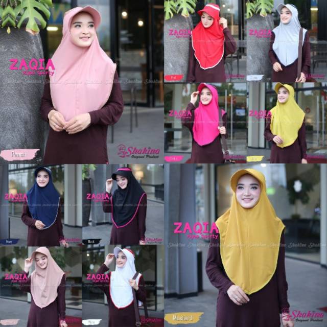 (((ORI SHAKINA))) Hijab/Jilbab Instan Khimar  Jersey Zaqia Sporty(noncad)