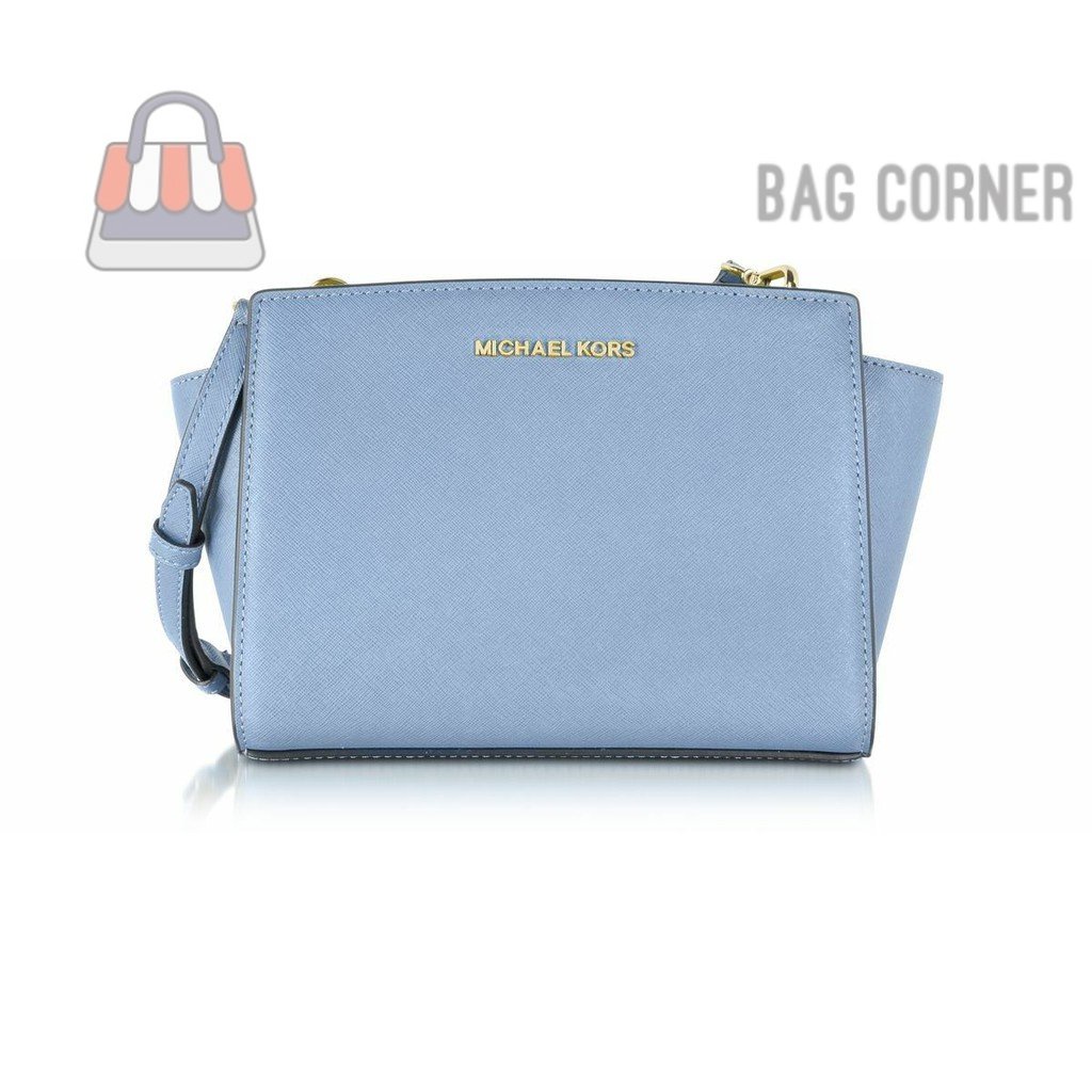 BagCorner - Michael Kors Selma Medium Saffiano Messenger Crossbody Bag - Pale Blue