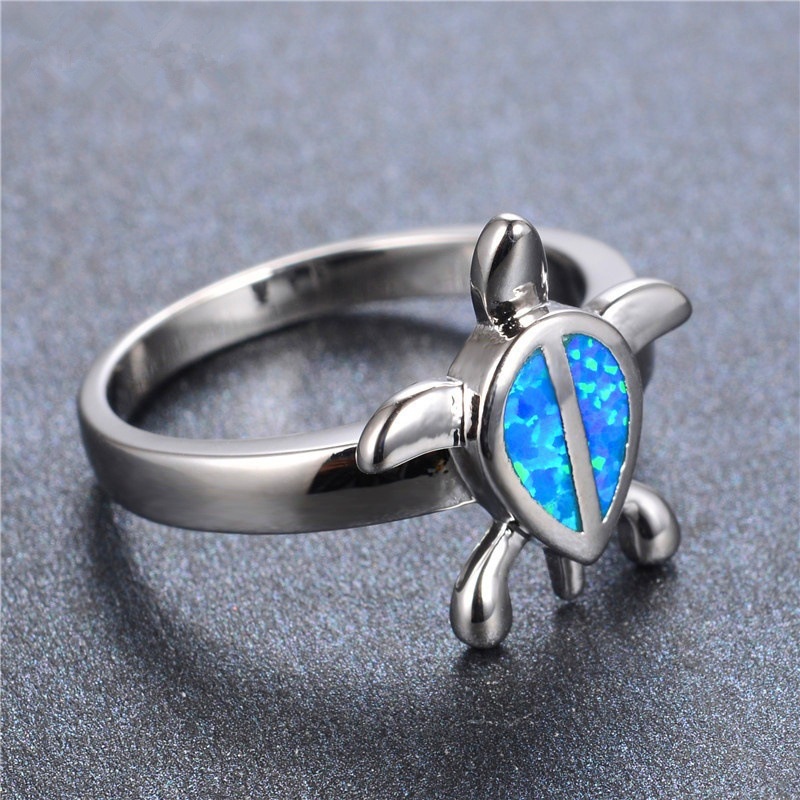 New cute animal turtle opal fashion ring