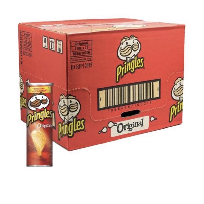 PRINGLES ORIGINAL / CHEESE / BBQ / SOUR CREAM / HOT SPICY / SALT SEAWEED 107 GR ( KARTON / 12 PC )