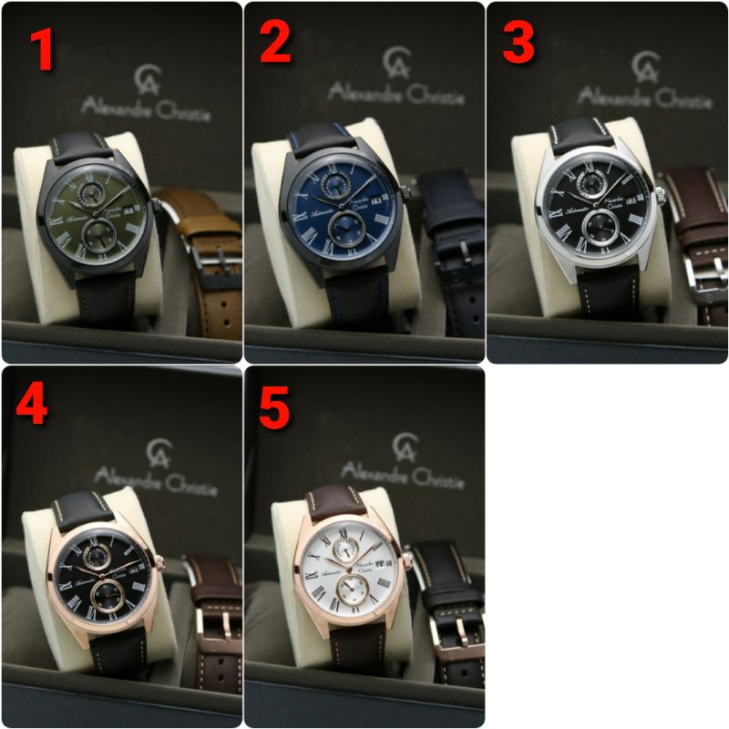 ORIGINAL GARANSI JAM TANGAN PRIA ALEXANDRE CHRISTIE OTOMATIS COWOK KULIT ALEXANDER CRISTIE AC IHKH