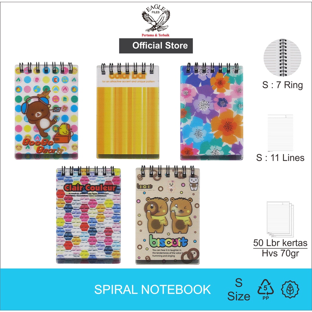 TOMEX Notebook Spiral Mini Motif Lucu / Buku Tulis Spiral / Notes Spiral / Spiral Notebook Mini