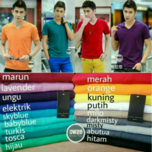 Basic tee zara v dan o neck man / kaos lengan pendek pria