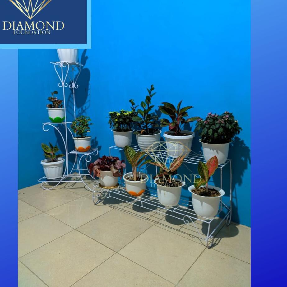 RAK BUNGA BESI TANAMAN HIAS BESI RAK TAMAN Minimalis 2 susun 