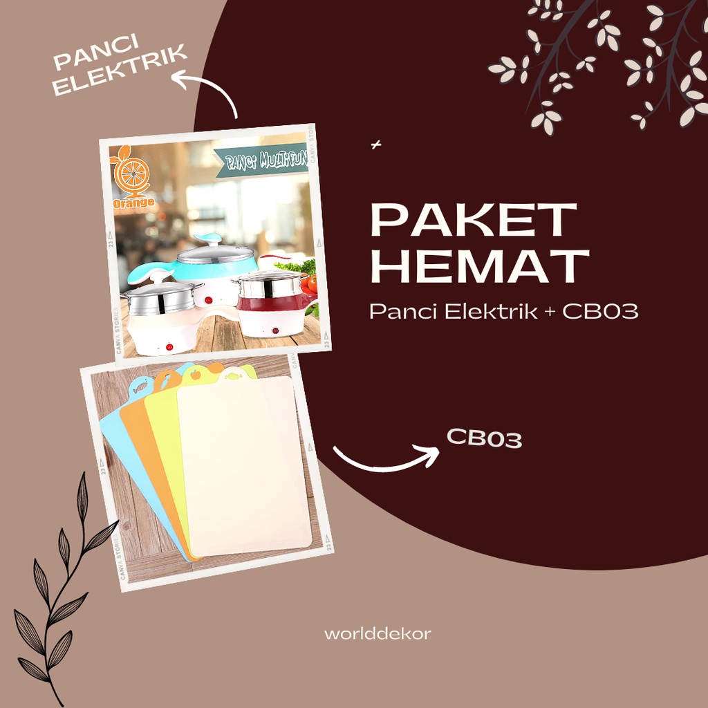 Paket Hemat Murah Panci Elektrik Random + Talenan CB03 Praktis Serbaguna WD