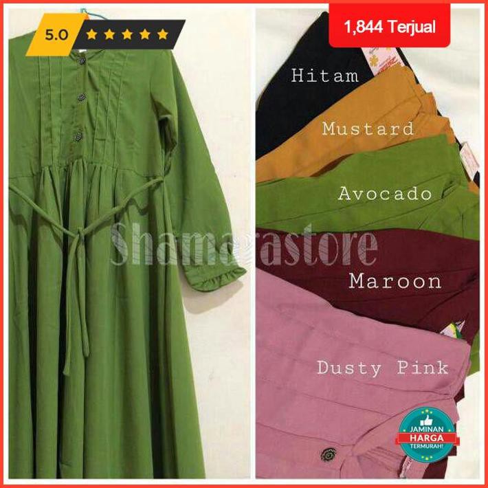 Gamis Wolfis Polos Size M&L Lengan Rempel Kancing Limited