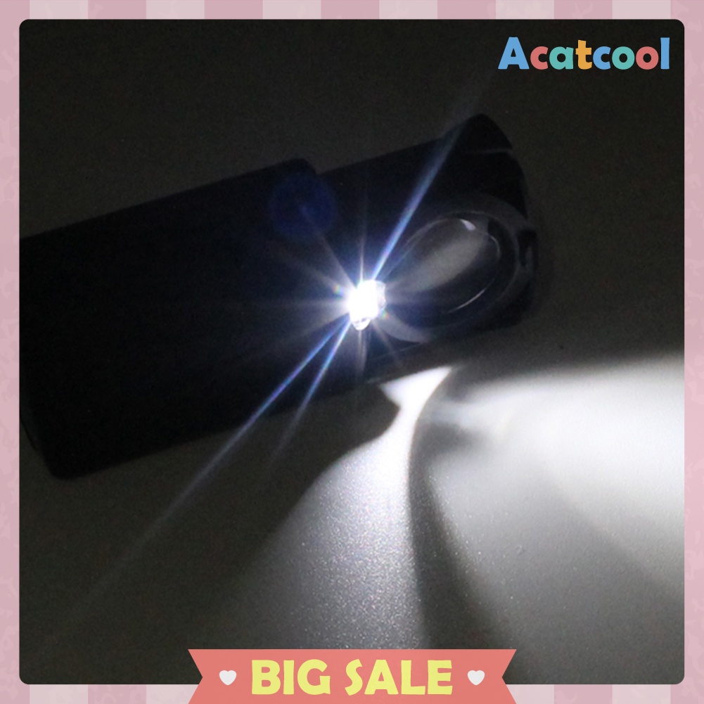 45x Glass Magnifier Portable Pulling Type Magnifying Loop with LED Light