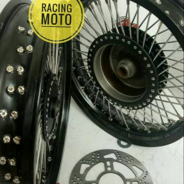 SEPAKET VELG MIO-XRIXE-XEON-FINO-MIO125 VELG RING14 LEBAR 250-215 FREE CAKRAM PLUS STEL JARI2 SERIBU