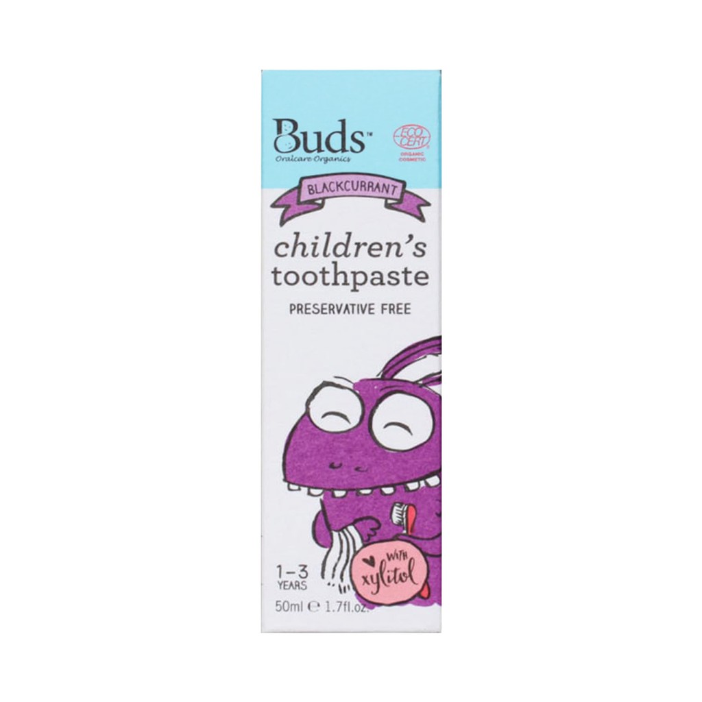 [PROMO] Buds Organics Children's Toothpaste With Xylitol Blackcurrant Pasta Gigi Anak 1-3 Tahun 50ml