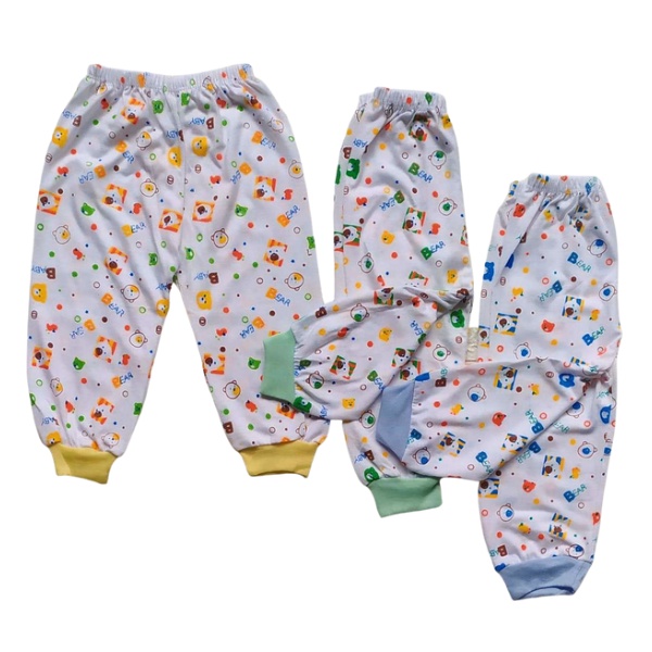 3 Pcs celana panjang bayi laki laki usia 0 -18 bulan motif random