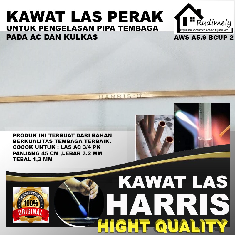 Kawat Las Perak  harris Original USA ukuran 1,3 x3,2 x 450 mm