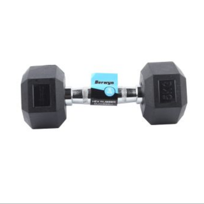 Berwyn Dumbbell Karet Hexagonal 5 Kg - Hitam