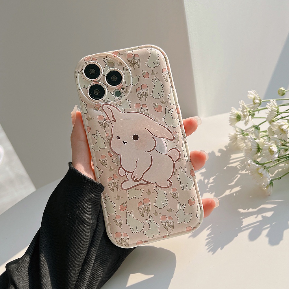 Soft Case Pelindung Lensa Kamera Motif Kartun Hewan Kelinci Untuk Iphone 7 8 PLUS X XR XS 11 12 13 14 PRO MAX SE