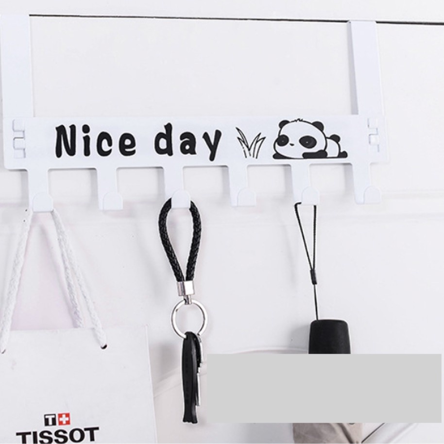 Gantungan Baju Tempel Pintu Minimalis HOOK NICE DAY Belakang Pintu Tanpa Paku Kuat 6 Kaitan Enudden